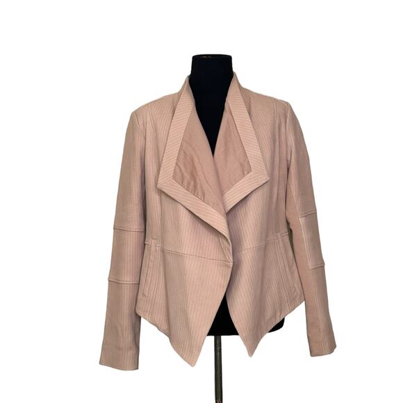 G.I.L.I  Blush Pale Pink Open Front Leather Jacket Size 6 - Picture 14 of 14